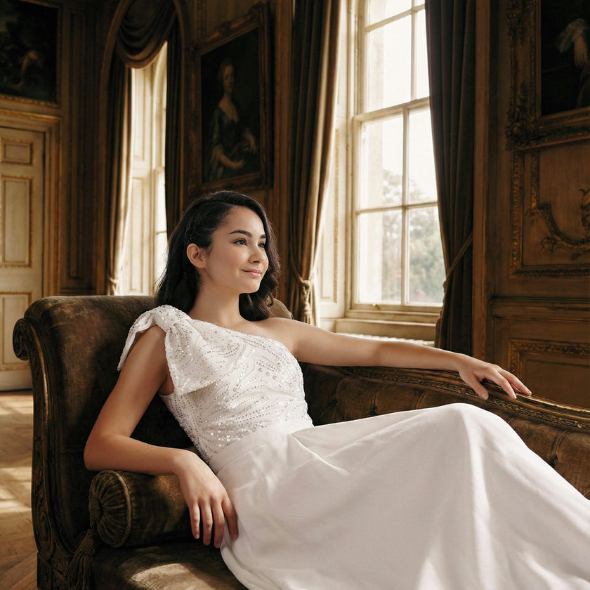 White Theia Bow-Embellished Dress