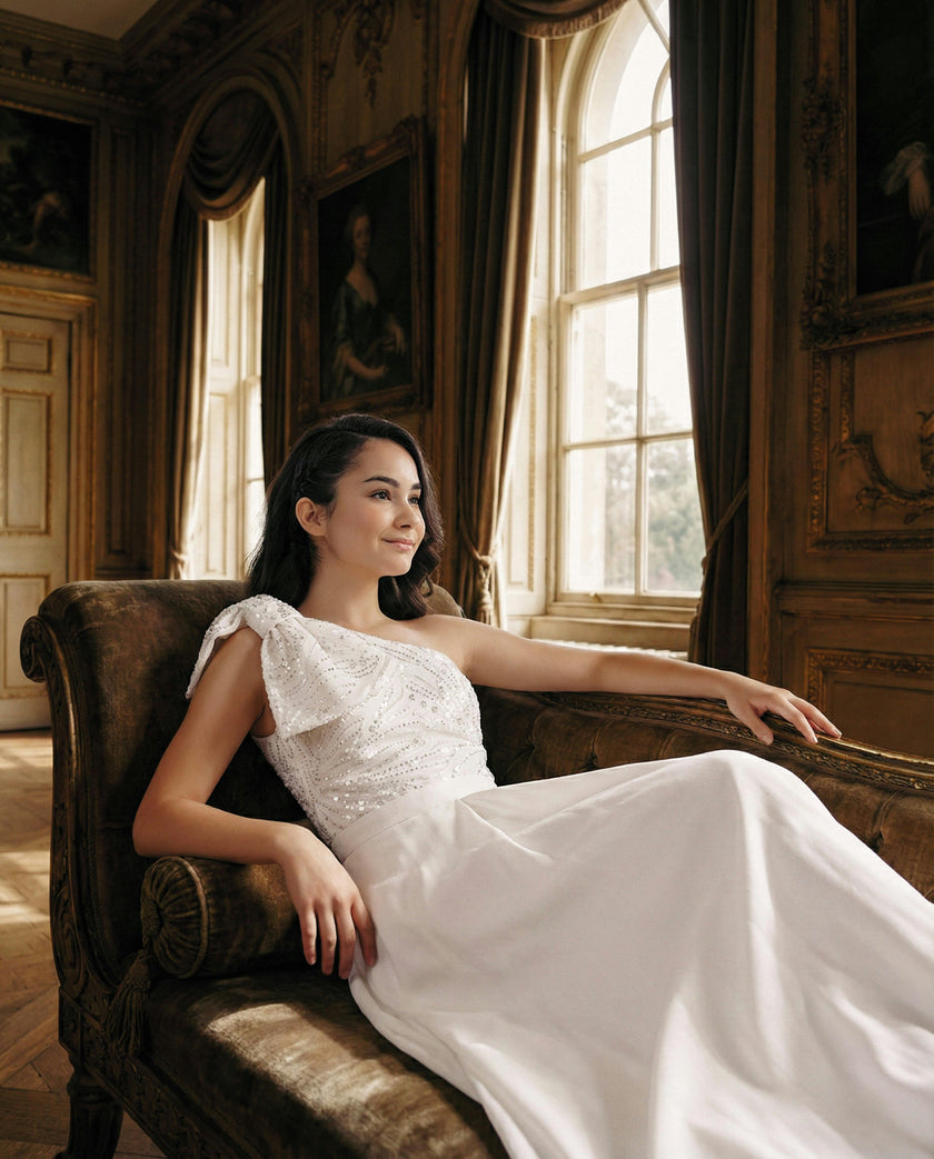 White Theia Bow-Embellished Dress