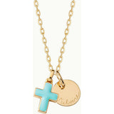 Personalized Enamel Cross Necklace, 14k Gold Plated