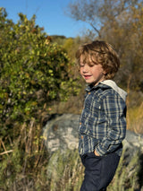 ERIN hooded shirt Blue/ grey plaid