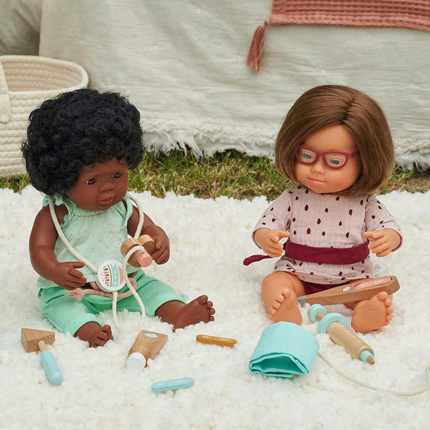 Baby Doll Caucasian Girl With Down Syndrome With Glasses 15''