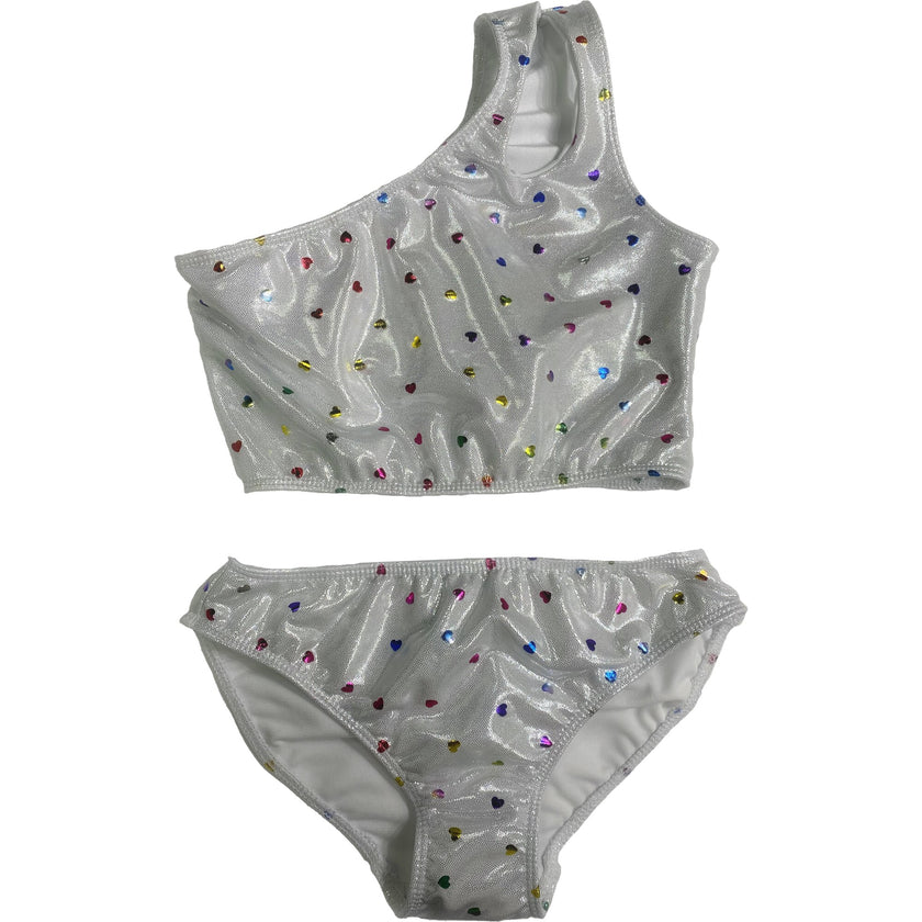 Two Piece One Shoulder Bathing Suit, Prints