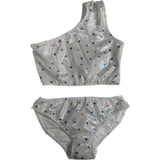Two Piece One Shoulder Bathing Suit, Prints