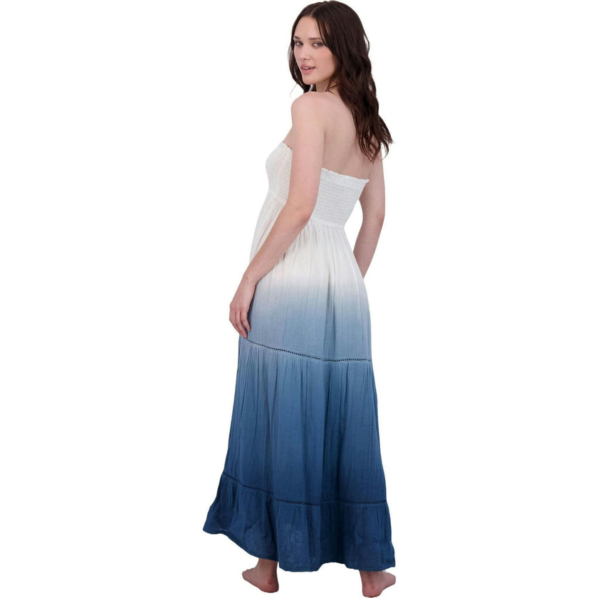 Fati Women's Strapless Maxi Dress Blue Ombre