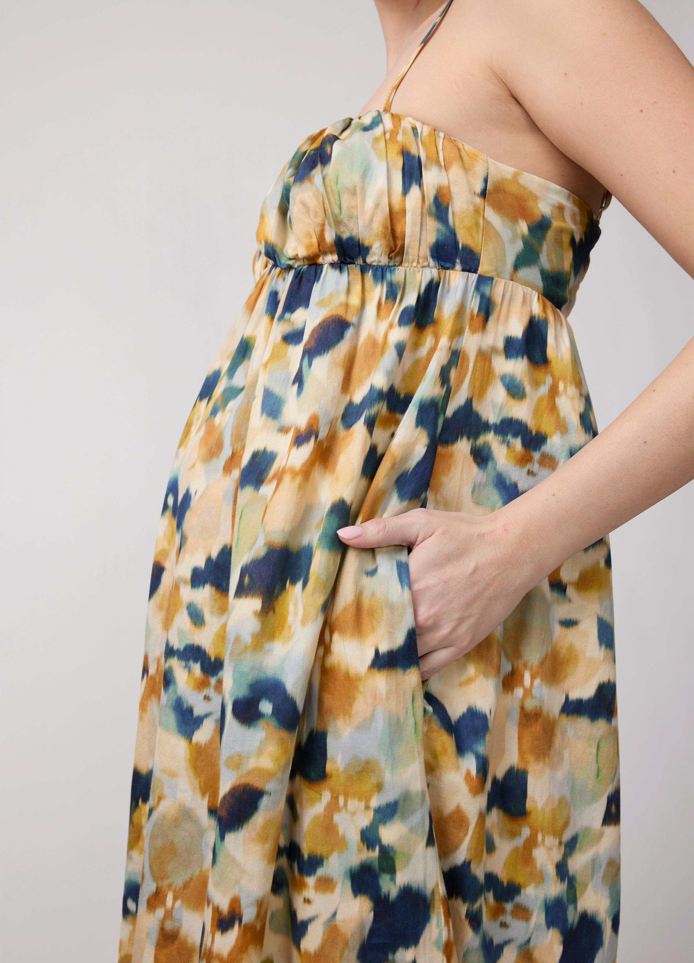 Floral Poplin Sleeveless Maternity Maxi Dress