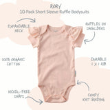 RORY 10-Pack Short Sleeve Ruffle Bodysuits
