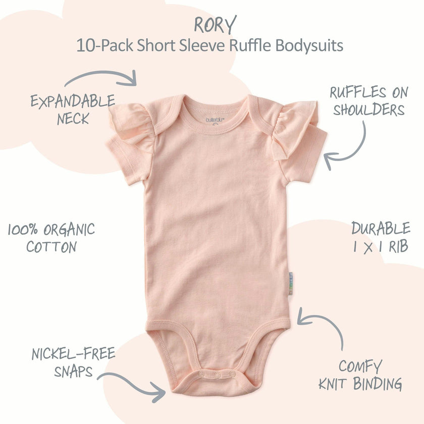 RORY 10-Pack Short Sleeve Ruffle Bodysuits
