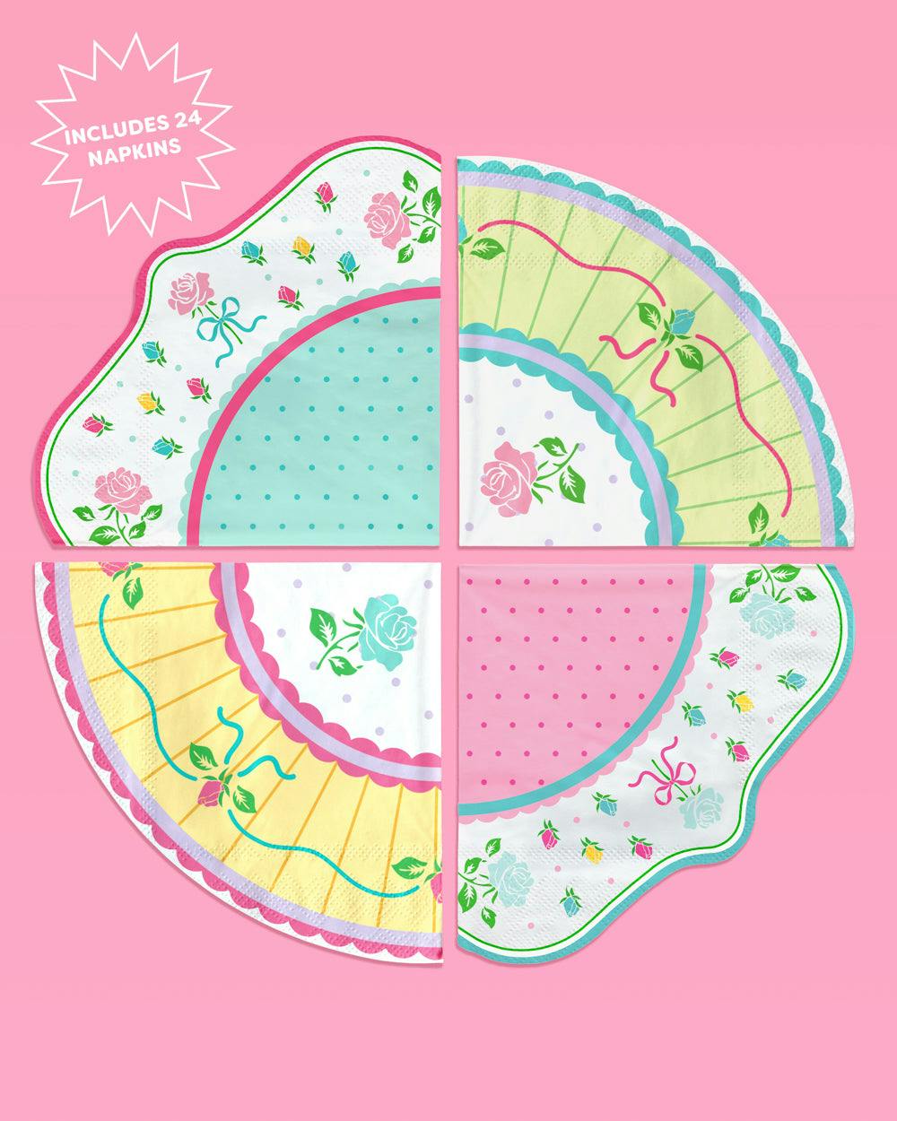 Tea Party Napkins - 24 pastel paper napkins