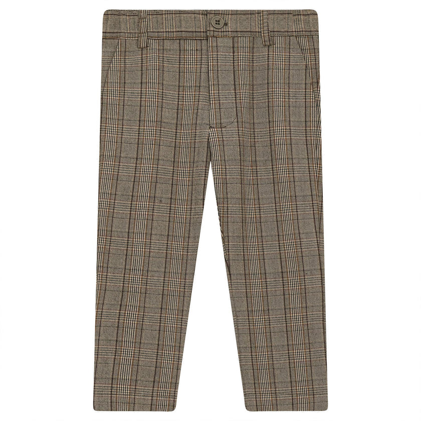 Woven Plaid Long Pants Beige