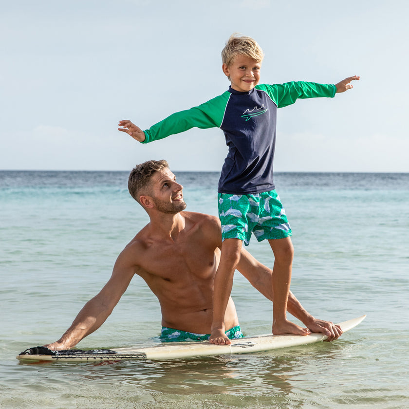 Navy Wave LS Rash Top, Navy