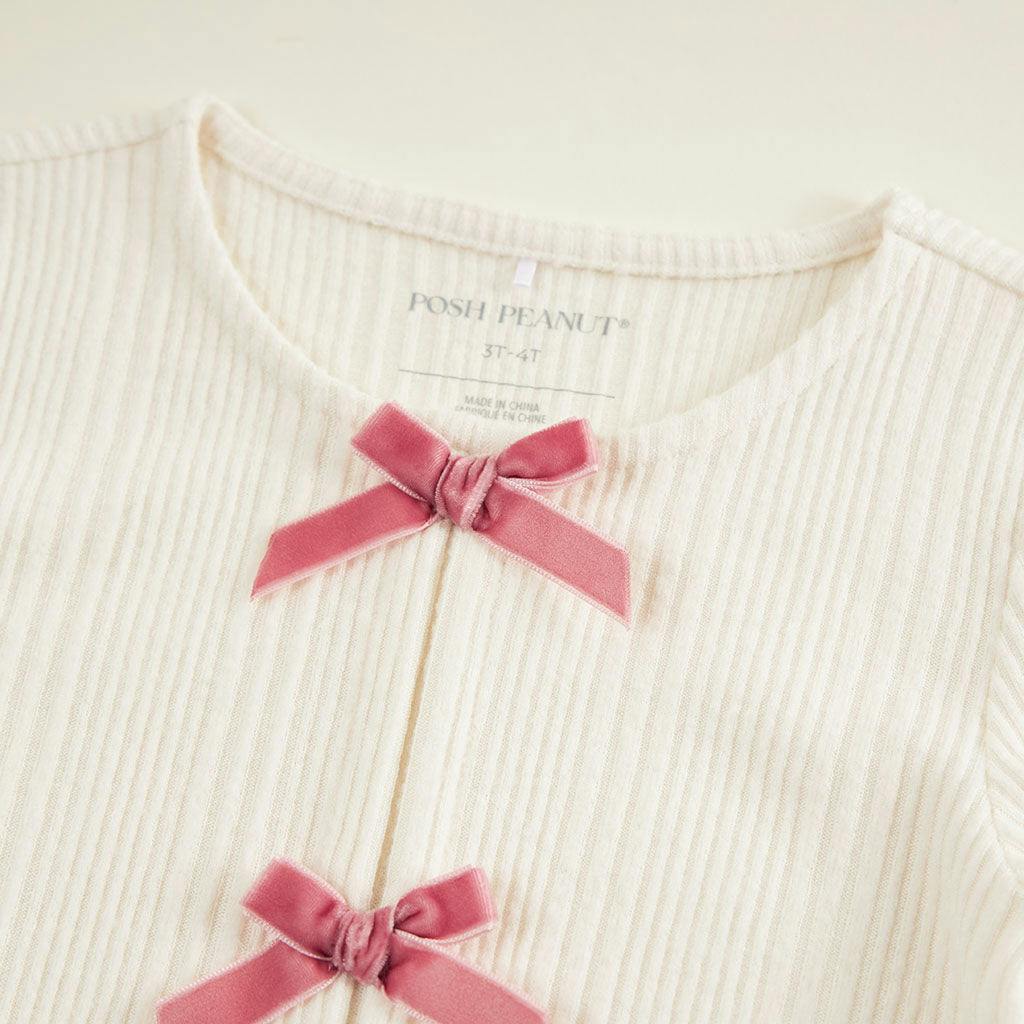 Ivory Pacci Ribbed Bow Top