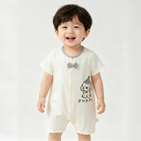 Cream Puppy Bow Romper