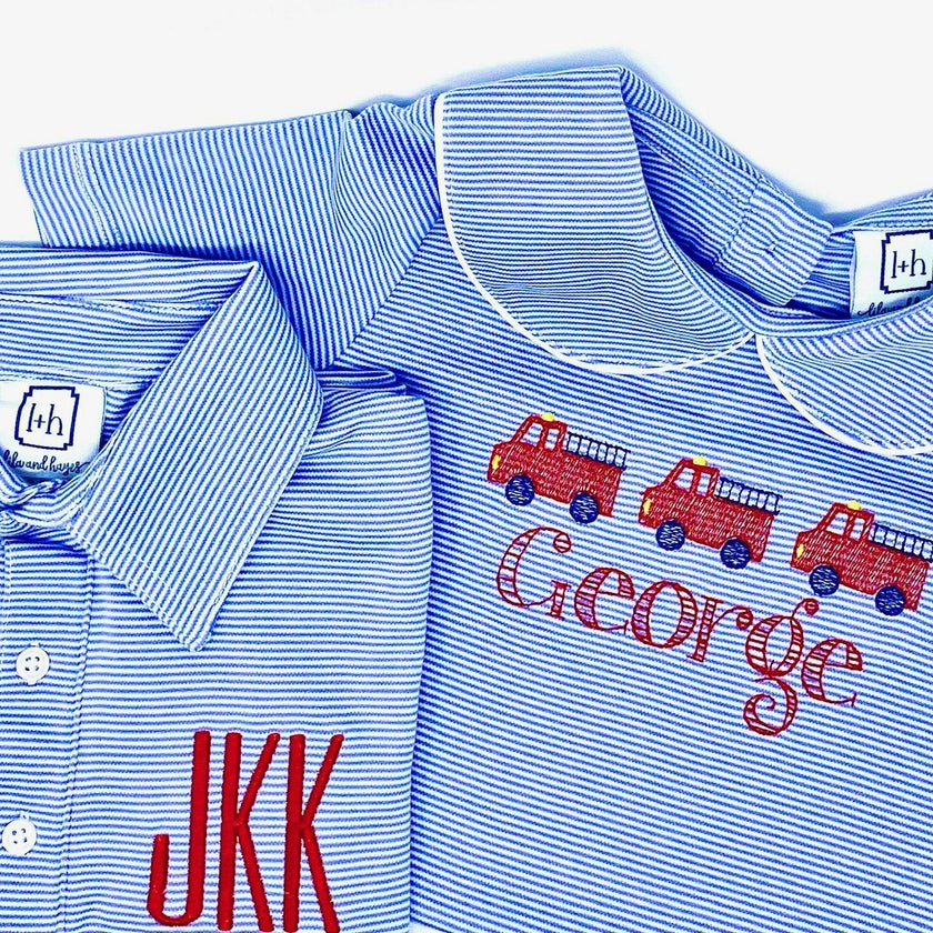 Griffin Boys' Pima Cotton Polo Golf Shirt Blue Stripes