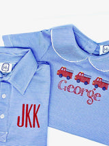 Griffin Boys' Pima Cotton Polo Golf Shirt Blue Stripes