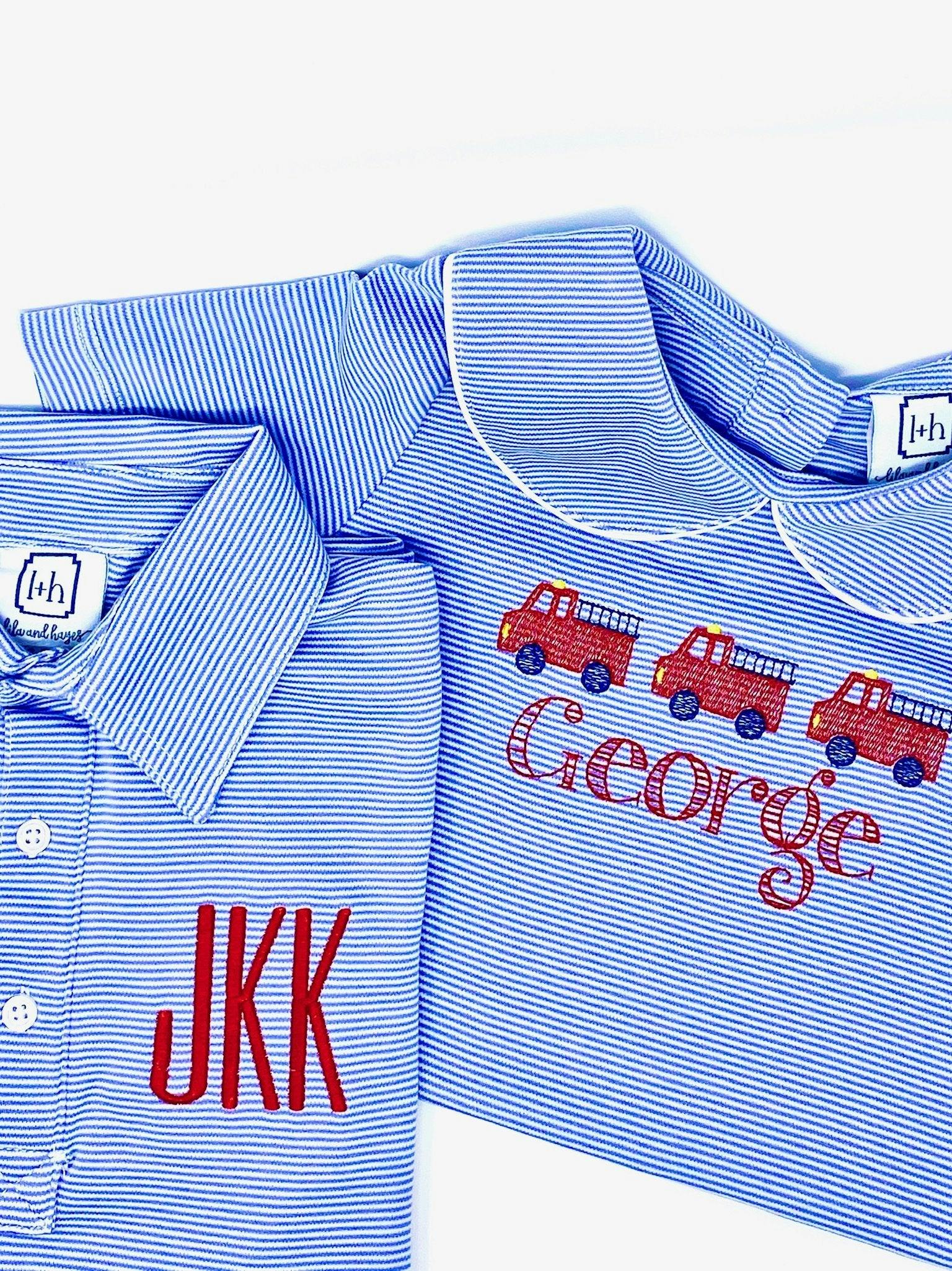 Griffin Boys' Pima Cotton Polo Golf Shirt Blue Stripes