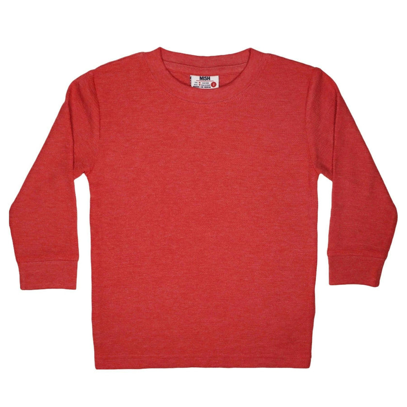 Long Sleeve Distressed Thermal Shirt - Distressed Red