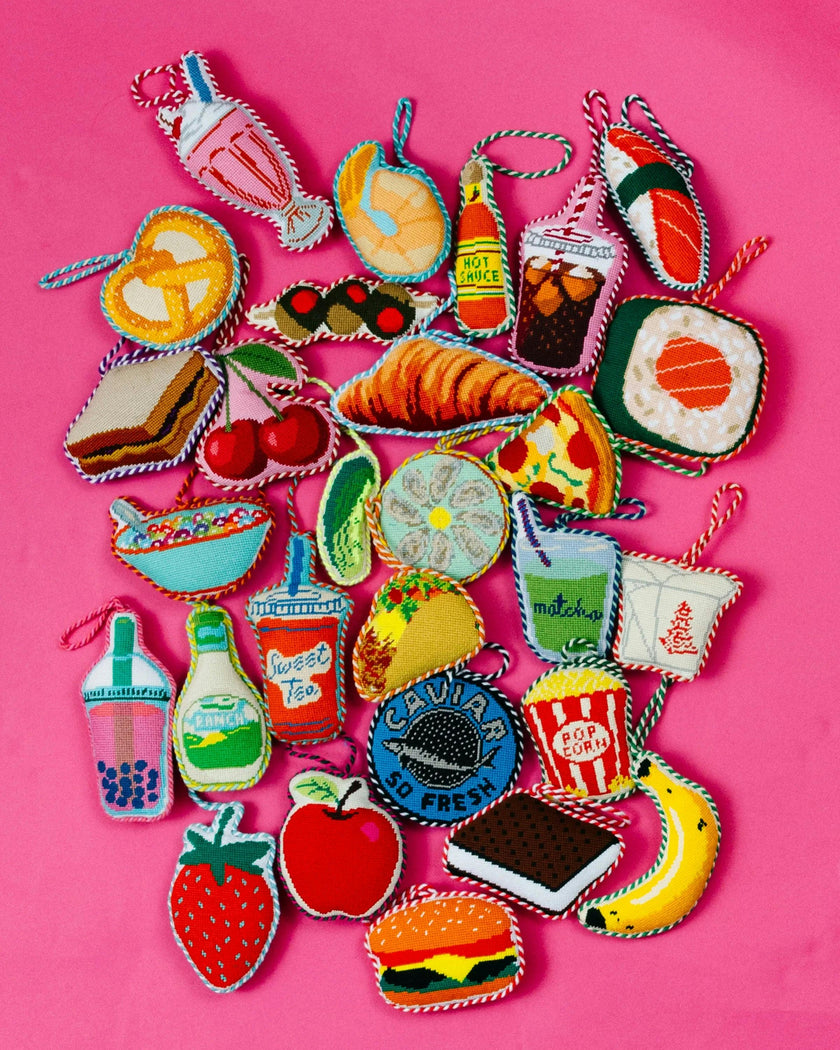 Needlepoint Icon Ornament - Croissant