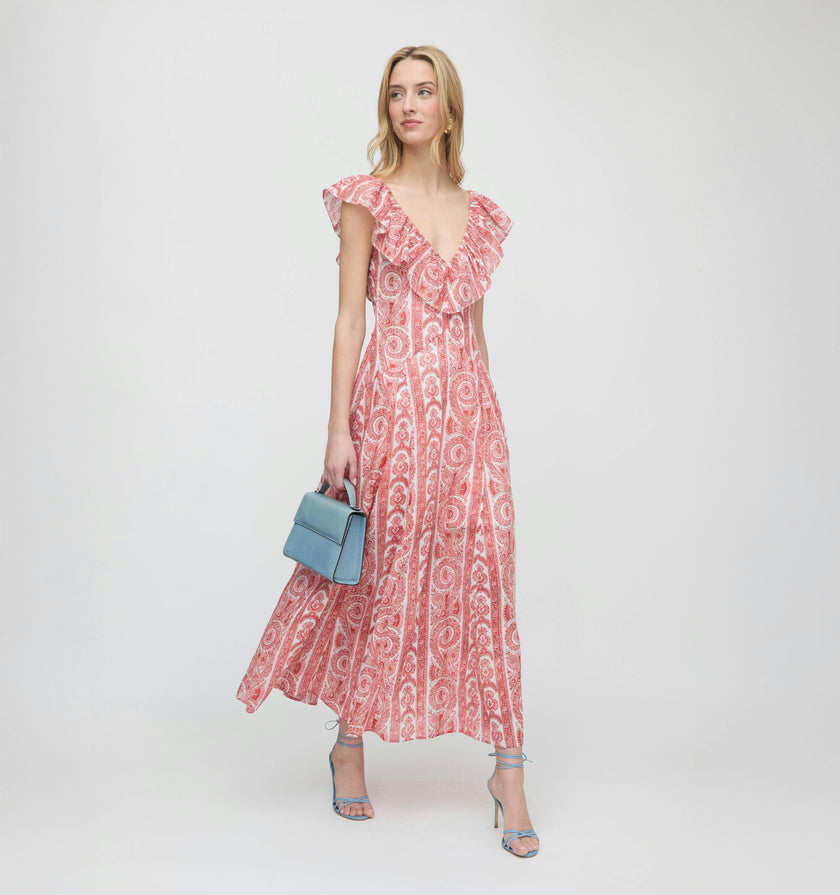 The Milani Dress - Coral Corsica Paisley