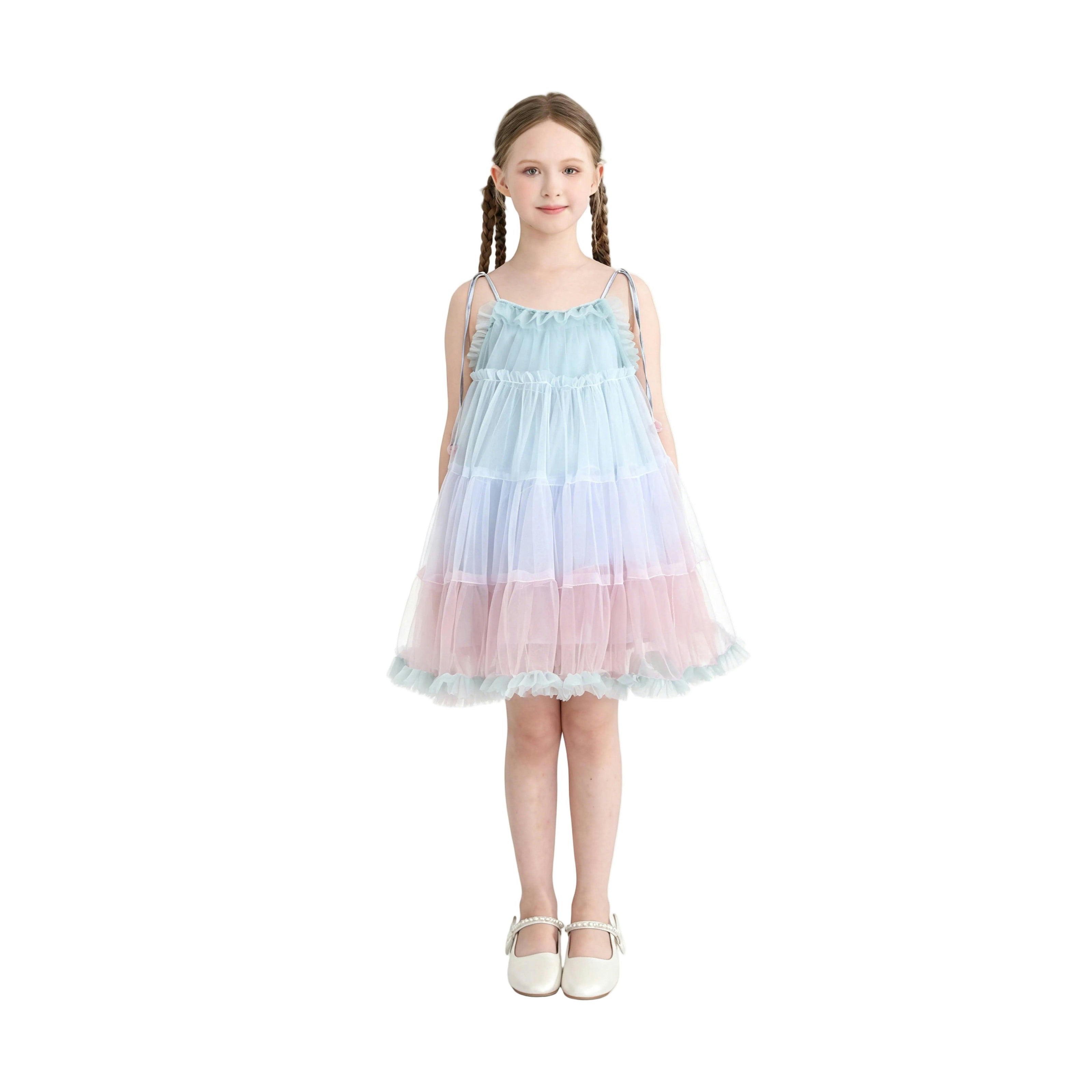 Blue Virelle Gradient Tulle Dress