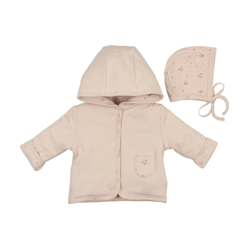 Scattered Blossoms Jacket & Hat Set Barely Pink