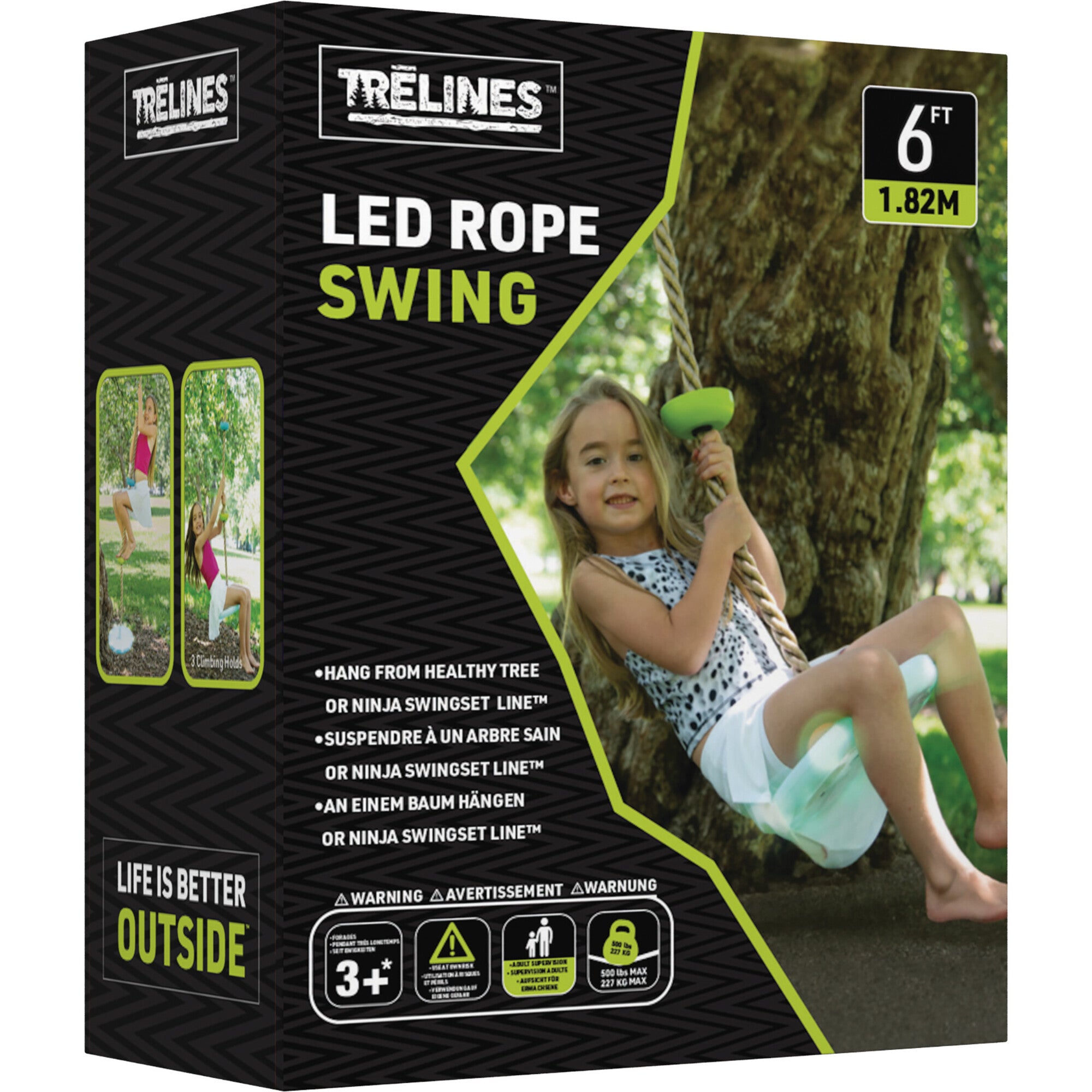 Treslines: LED Climbing Rope Swing 6 ft - Light Up Colors