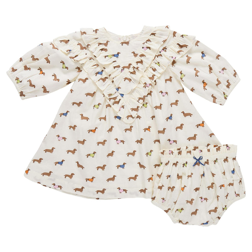 Baby Girls Everly Dress Set - Dachsunds In Sweaters