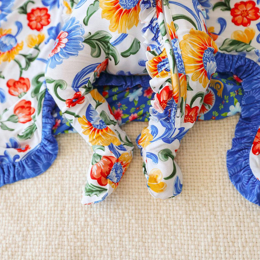 Fiore Italiani Footie Ruffled Zippered One Piece