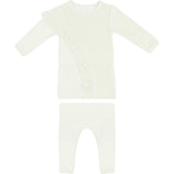 Velour French Terry Ruffle Long Sleeve Top & Pant 2-Piece Set