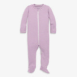 Baby organic zip footie in stripe