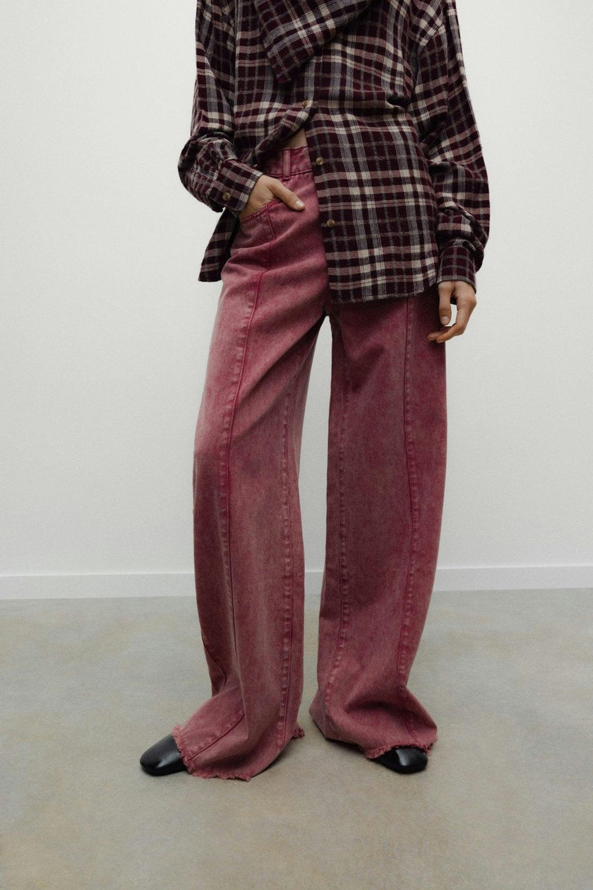 TNS Denim Woman Wide Leg Trouser Rumba Red