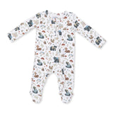 Southern Woodland Animals Green - 2 Way Zipper Footie