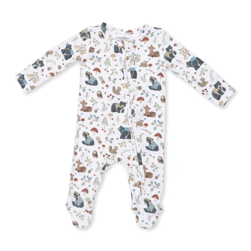 Southern Woodland Animals Green - 2 Way Zipper Footie