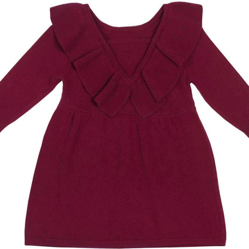Ruffled V Dress | 100% cashmere