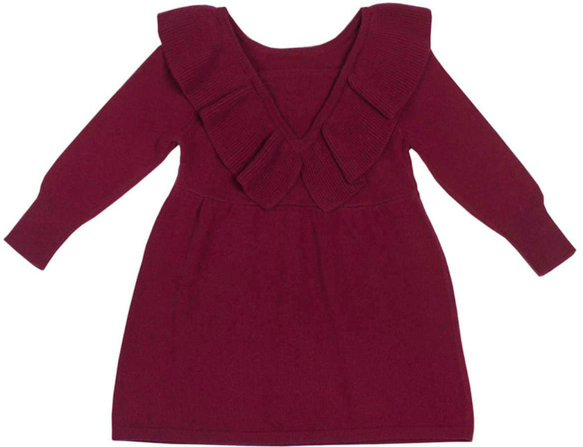Ruffled V Dress | 100% cashmere