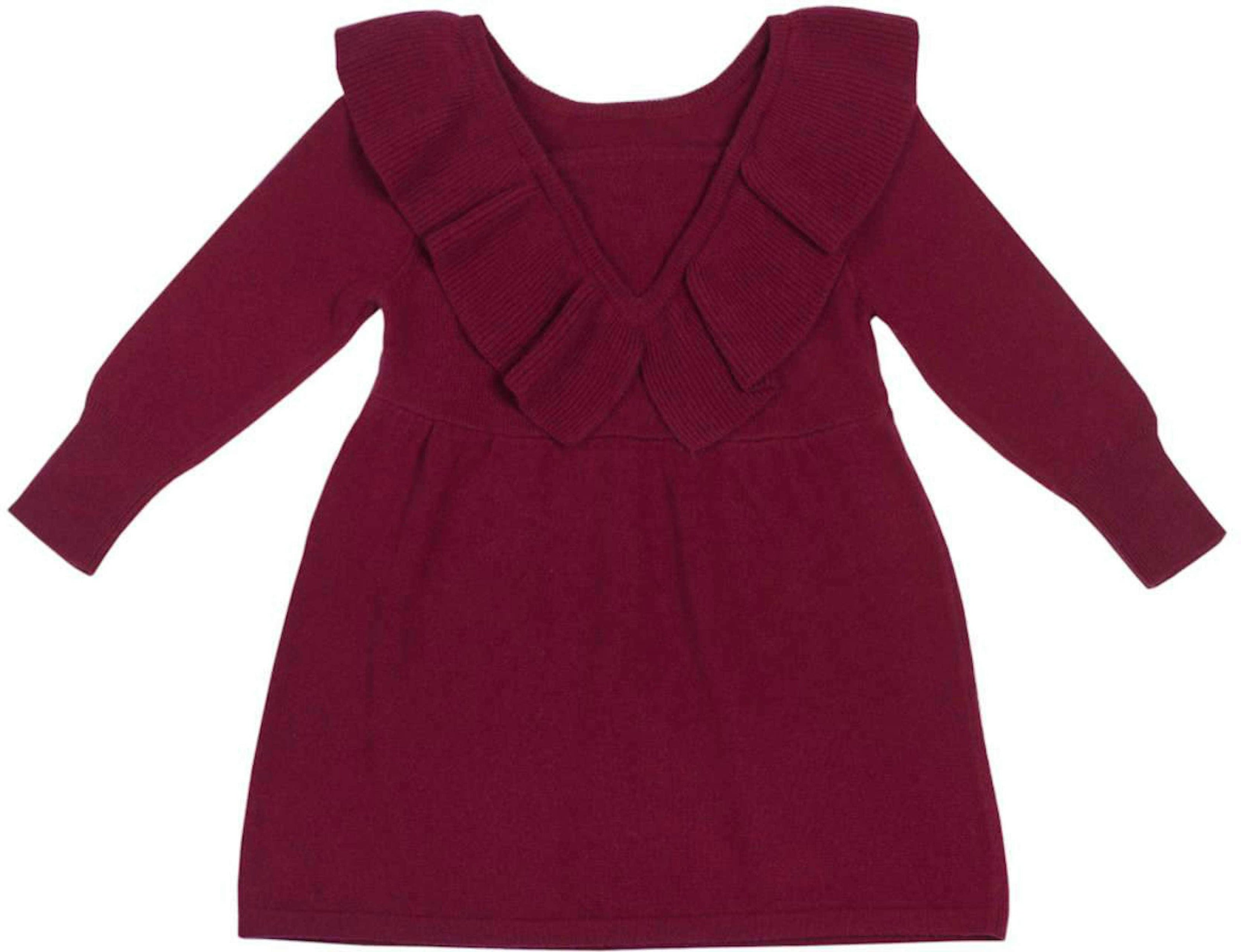 Ruffled V Dress | 100% cashmere