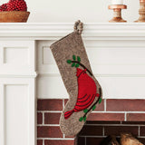 Cardinal Christmas Stocking Hand Felted Wool Gray Arcadia Home