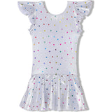 Hearts Shimmer Twirl Dress, White