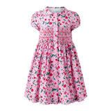 Pink Smocked Button-Front Dress