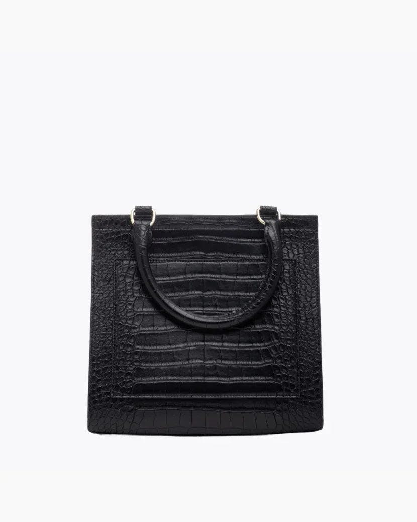 Medium Stylish, Chic Insulated Lunchbox, Black Croc