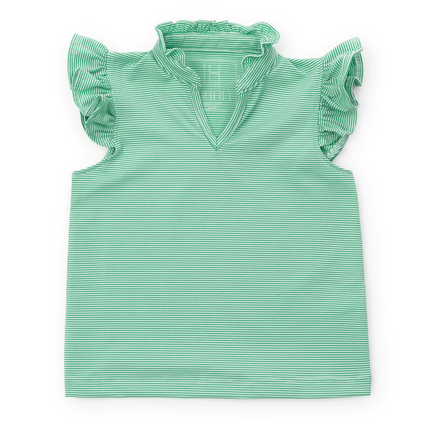 Ellie Girls' Sleeveless Performance Top by LH Sport Green Stripes (Past Season)