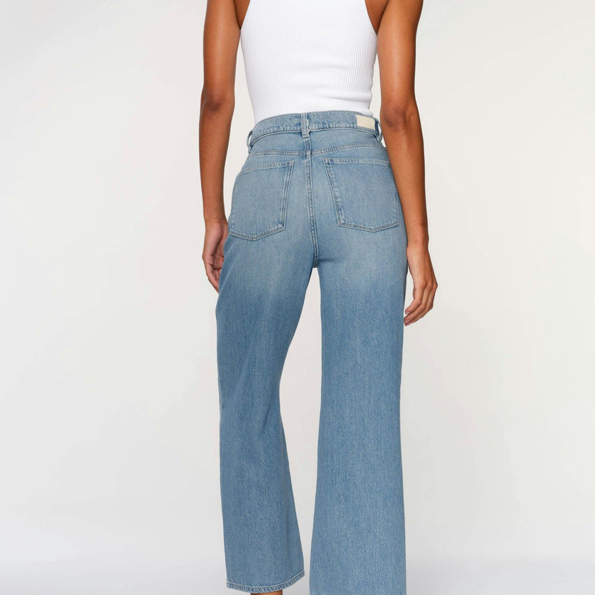 Hepburn Wide Leg High Rise Ankle Jeans | River Bank
