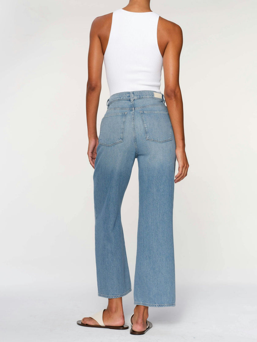 Hepburn Wide Leg High Rise Ankle Jeans | River Bank