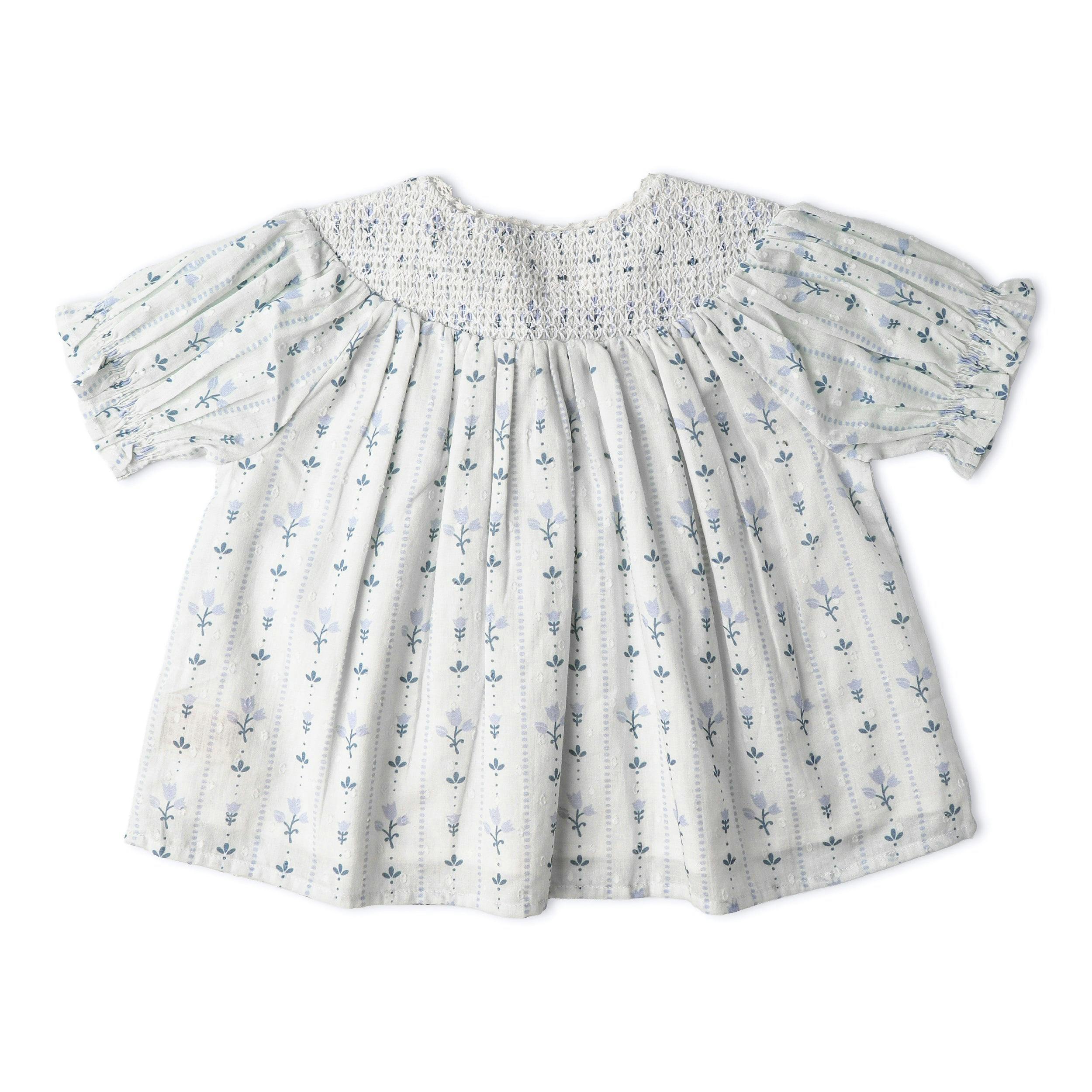 Organic Smocked Top & Shorts Set - Blue Vines
