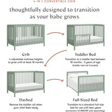 Swell 4-in-1 Convertible Crib with Toddler Bed Conversion Kit in Light Sage