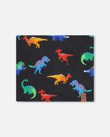 Stretch Jersey Neck Tube Black Dinosaur Print