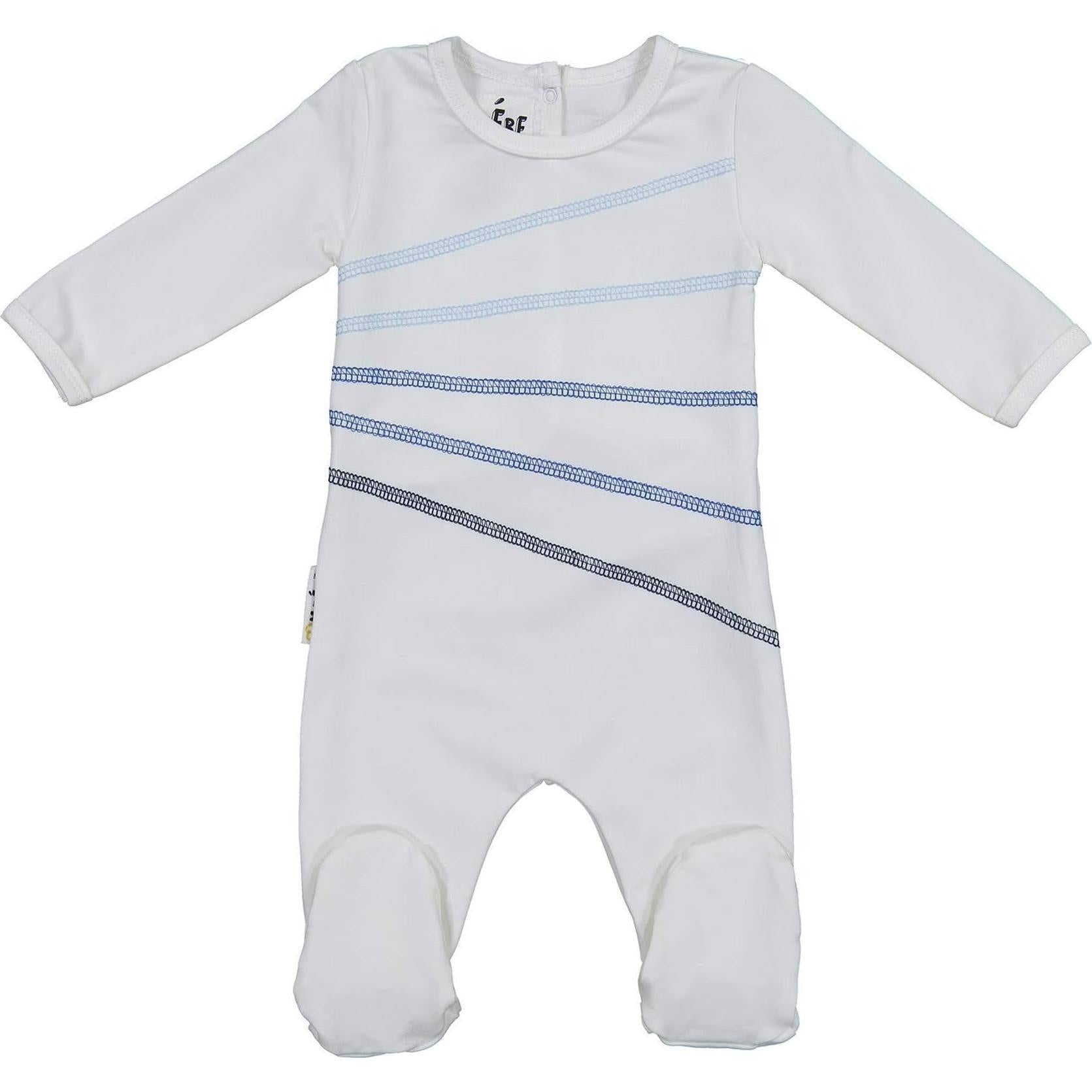 Colored Overlock Footie, White