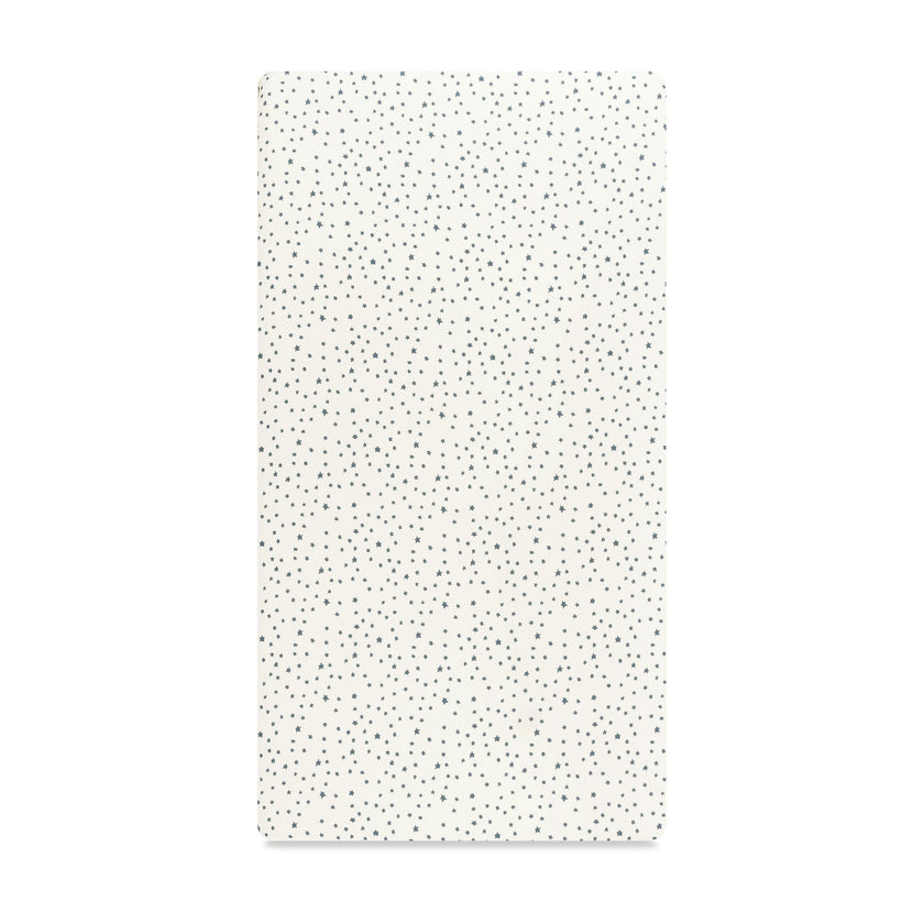 Crib Sheet in GOTS Certified Organic Brushed Cotton in Ivory with Navy Stars