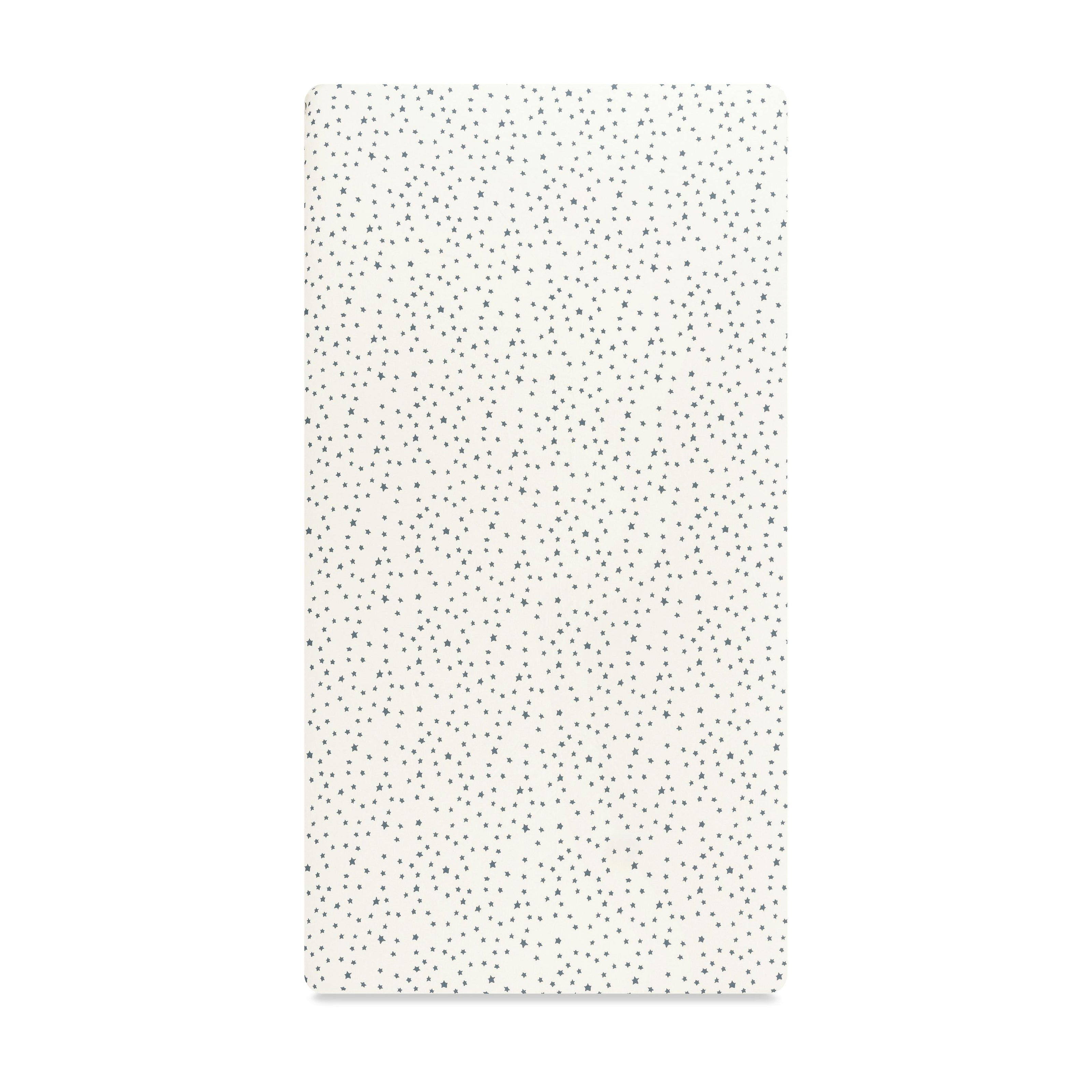 Crib Sheet in GOTS Certified Organic Brushed Cotton in Ivory with Navy Stars