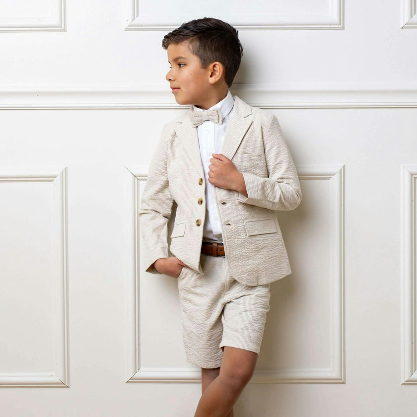 Classic Seersucker Bow Tie, Beige