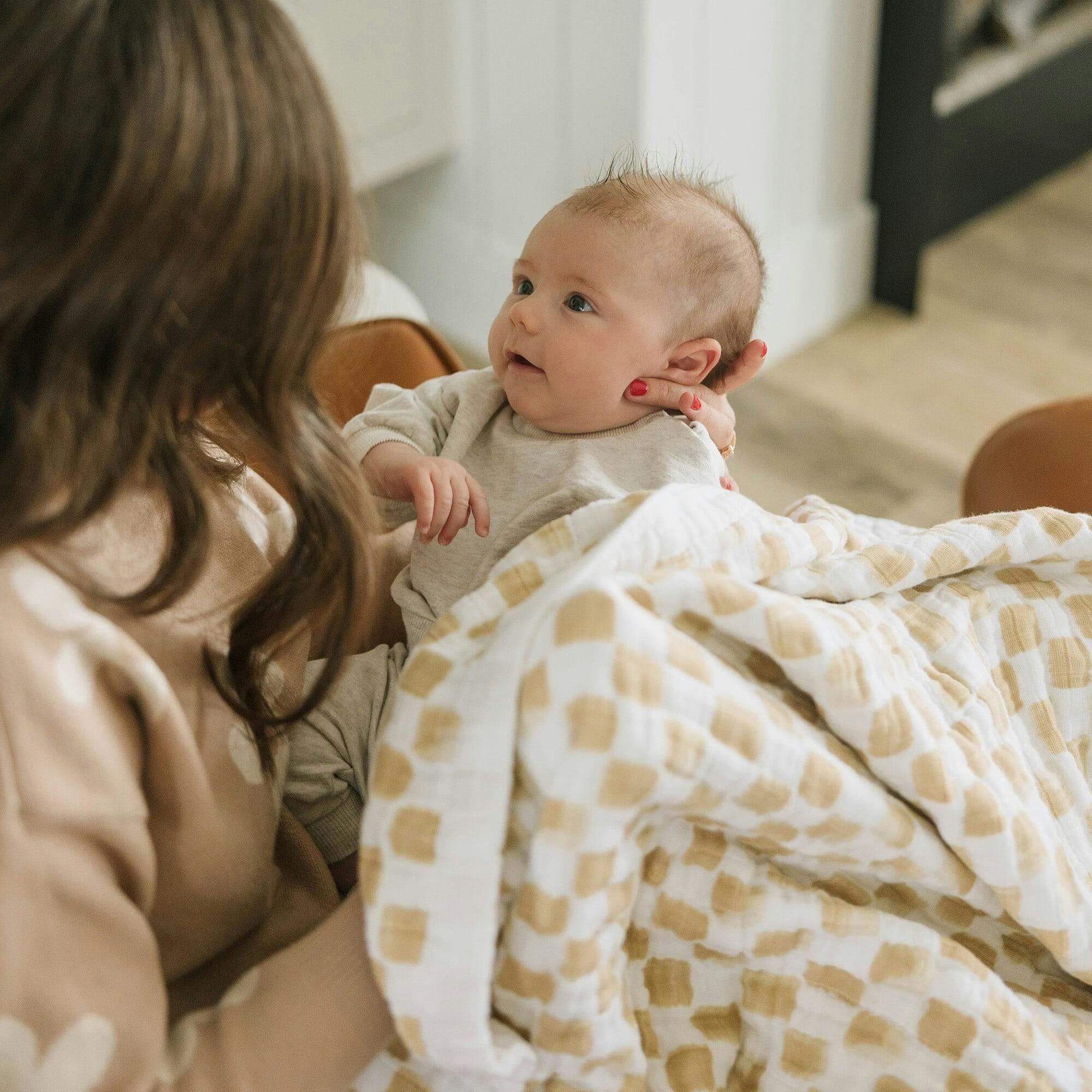 Cotton Muslin Baby Quilt - Adobe Checker